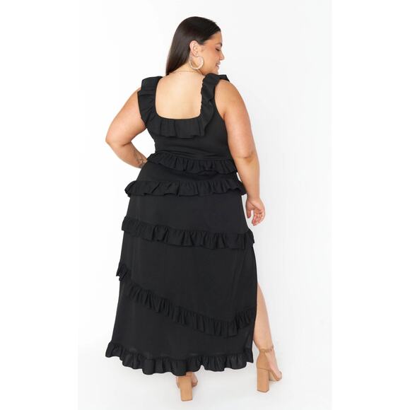 Show Me Your MuMu Black Ruffle Midi Dress - Picture 3 of 12